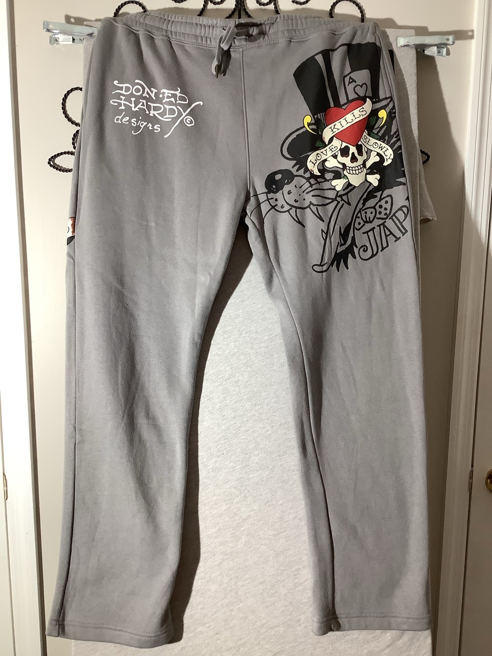 Ed Hardy Gray Sweatpants with Graphic